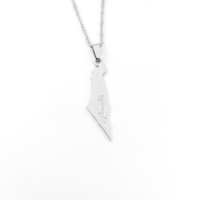 Collier Carte de Palestine en Acier Inoxydable Doré pour Femme