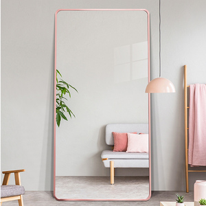 Trang trí sang trọng đóng khung gương tường đầy đủ chiều dài mặc quần áo gương sàn đứng đầy đủ cơ thể gương với góc tròn - Product Image 5