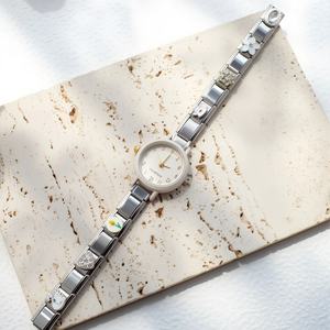 Reloj de Cuarzo para Mujer en Oferta, Brazalete Italiano, Reloj DIY Combinable con Todo, Correa de Acero Inoxidable de 26 mm, Dijes de Aleación Italiana, Venta al por Mayor - Product Image 6