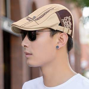 2022 새 버전 앞으로 모자 베레모 자수 남성용 아이비 모자 야외 태양 모자 자외선 차단제 화가 모자 - Product Image 1