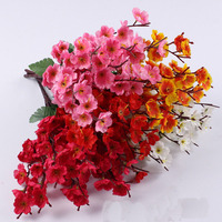 9 Fourchettes décoratives artisanales en fleurs de prunier artificielles pour mariage, Saint-Valentin, décoration murale, branches de fleurs de pêcher en tissu