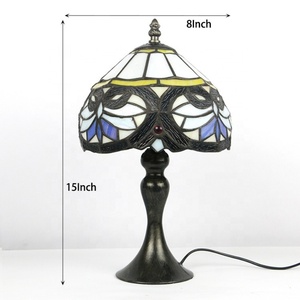 Lámpara de Mesa Tiffany LongHuiJing de 8 Pulgadas con Pantalla de Vidrio Europeo y Base de Resina Antigua - Product Image 5
