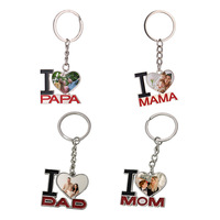 Porte-clés en alliage de zinc à transfert thermique vierge, tendance internationale, pour la Fête des Pères, la Fête des Mères, ornements de sac, bijoux créatifs DIY