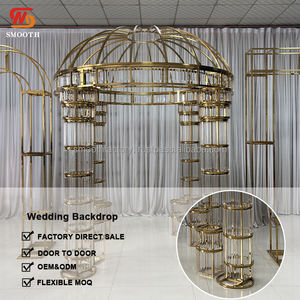 Support de fond de scène de mariage en acrylique doré en acier inoxydable carré, vente chaude, pour la décoration d'événements de mariage - Product Image 2