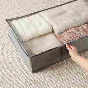 Durable Fabric With Plastic Structure <b>Large</b> Space Saver Under Bed Storage Bags for Blankets Clothes - Product Image 6