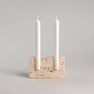 Porte-<span class=keywords><strong>bougie</strong></span> en travertin naturel fait main en Chine, <span class=keywords><strong>pour</strong></span> bougies longues, décoration de maison en pierre durable, Noël - Product Image 2