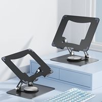 Polyvalent 360 °   Support de bureau pliable en métal pour ordinateur portable et tablette, réglable en hauteur et rotatif, avec fonction de refroidissement