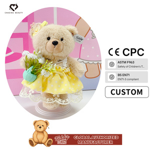 Orsacchiotto di Peluche in Abito a Righe Rosso e Bianco, Regalo per Bambine, Serie Abiti, Supporta Disegni Personalizzati - Product Image 4