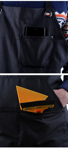 Delantal de ropa de trabajo con babero de mezclilla de algodón para hombre con logotipo personalizado para uso de herramientas de limpieza de barbacoa de restaurante transfronterizo de <span class=keywords><strong>Amazon</strong></span> - Product Image 6