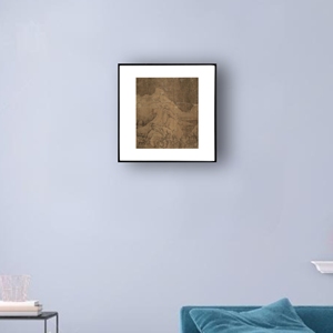 Truyền Thống Trung Quốc Cổ Điển Bức Tranh Phong Cảnh Thân Thiện Với Môi Mực In Hình Vuông Kim Loại/Nhôm Khung Hợp Kim Màu Đen - Product Image 1