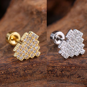 10 pièces/ensemble 20G or fantaisie forme boucle d'oreille hypoallergénique Piercing avec 3MM vis sur boule support pendantes Cartilage hélice bijoux - Product Image 5