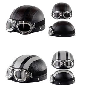 Cuero de la PU de los <span class=keywords><strong>cascos</strong></span> 3/4 motocicleta helicóptero casco de bicicleta de la cara abierta del vintage de la motocicleta - Product Image 6