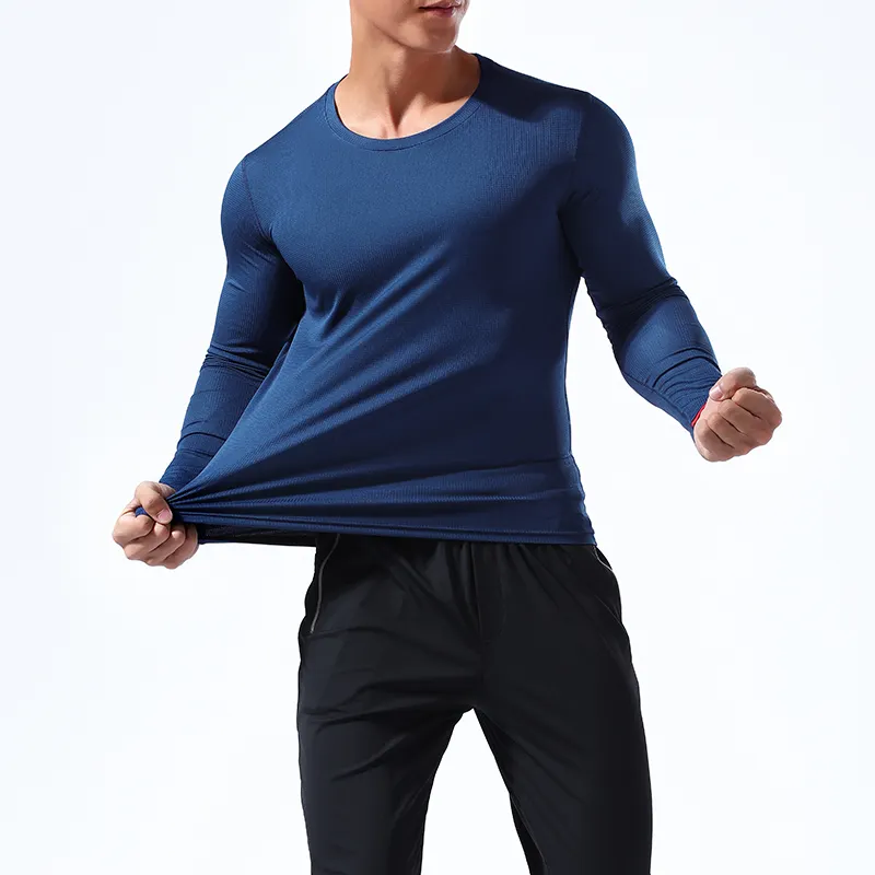 लंबी आस्तीन त्वरित सूखी खेल मेष कपड़े फिटनेस कसरत सक्रिय पहनने पुरुषों की टी शर्ट थोक Mens जिम कपड़े टी शर्ट