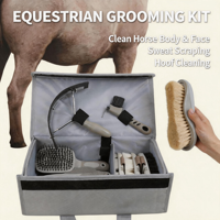 Kit de toilettage pour chevaux gris, ensemble complet de brosses portables, peigne pour l'équitation, l'écurie et les concours
