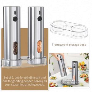 2Pack Electric Stainless Steel Salt & <b>Pepper</b> <b>Grinder</b> Set USB Rechargeable with LED Light Adjustable Coarseness Eco-Friendly - Product Image 3