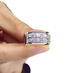แหวนทองคำขาว 10K หรูหรา ประดับเพชรแล็บโกรว์แบบคลาสสิก ตัวเรือนแบบหนามเตย แหวนสั่งทำพิเศษสำหรับงานปาร์ตี้ งานแต่งงาน งานหมั้น ของขวัญวันครบรอบ สำหรับทั้งชายและหญิง - Product Image 1