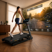 Tapis roulant électrique pour la maison - Inclinaison automatique de -6 à 48% - Machine de course avec écran miroir de 21,5 pouces - Moteur DC 2,0 HP - 140 kg
