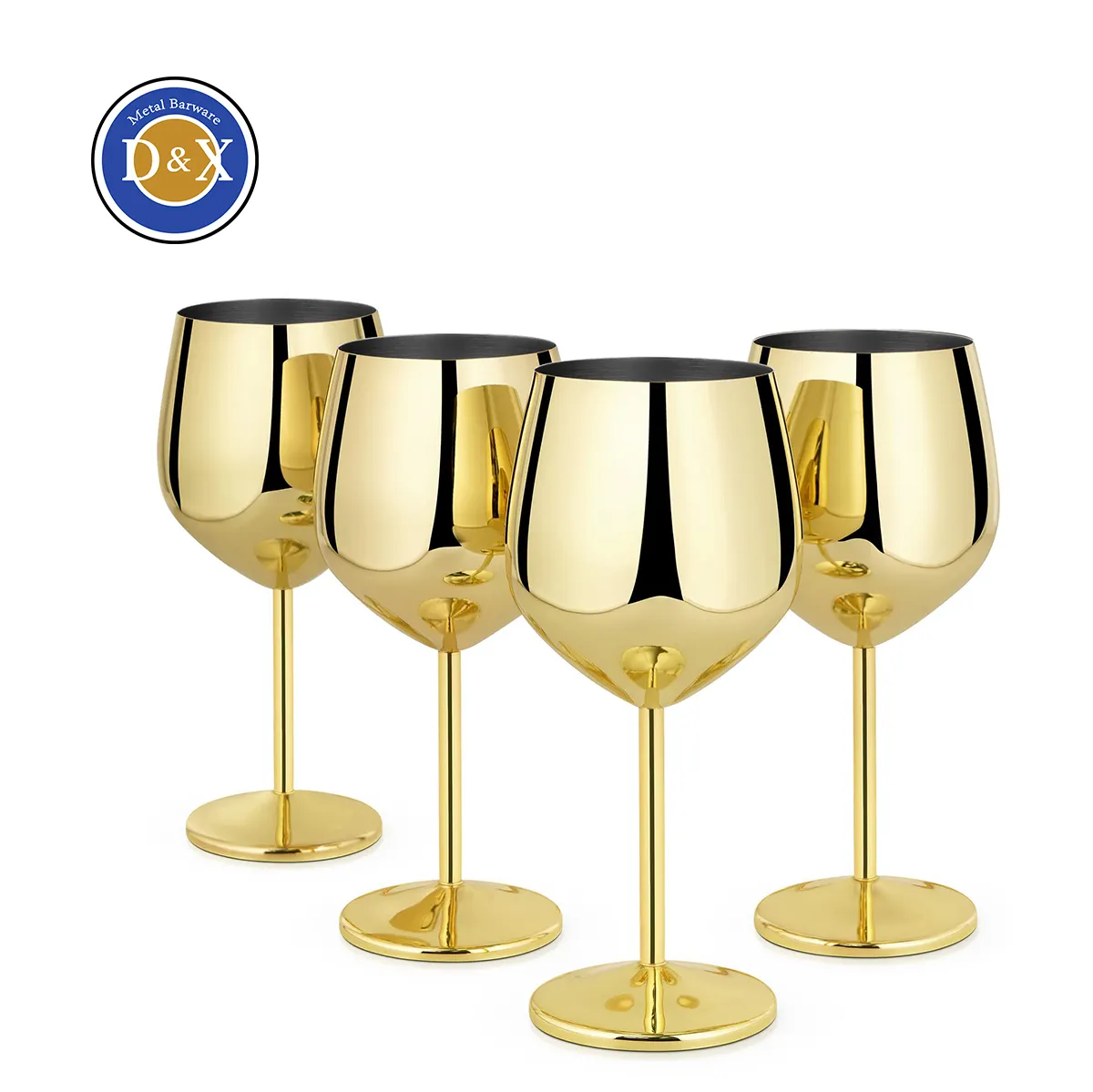 Logo personalizzato 17oz bicchieri da vino da Cocktail placcati in rame oro rosa calice in metallo Flute da Champagne bicchiere da vino rosso in acciaio inossidabile