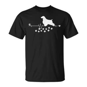 English Cocker Spaniel Heartbeat EKG Camiseta para amantes de los perros, color negro, para adultos, unisex - Product Image 1