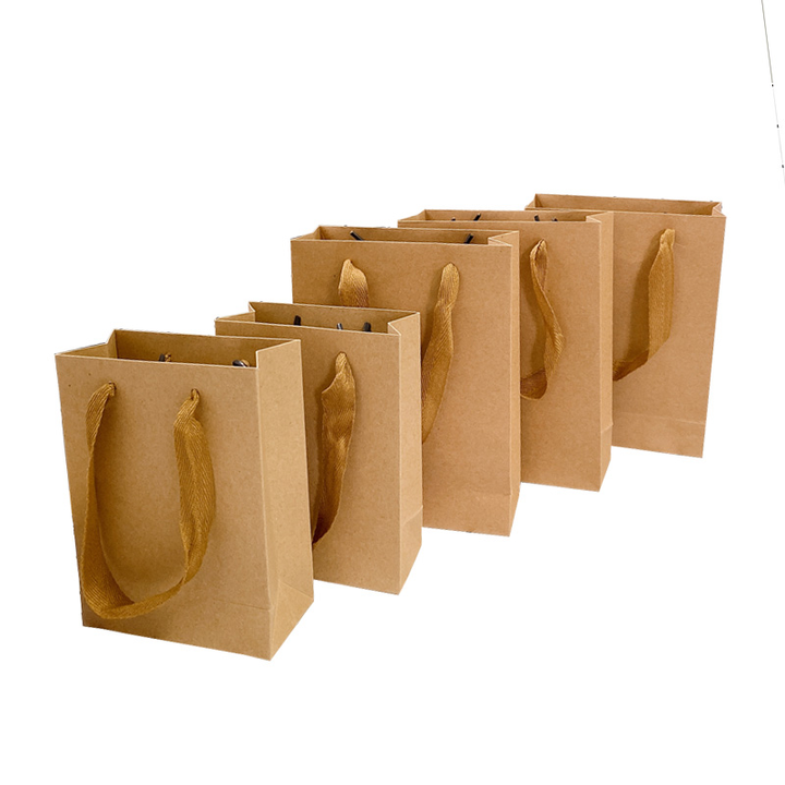 Handle Reusable Flat Bottom Large Kraft Shopping Paper Bags logo Printed Paper Bag Custom Made