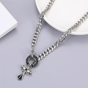Collana con catena a maglia maschile in acciaio inossidabile all'ingrosso personalizzata ciondolo croce <span class=keywords><strong>accessori</strong></span> per gioielli Vintage italiani da uomo - Product Image 2