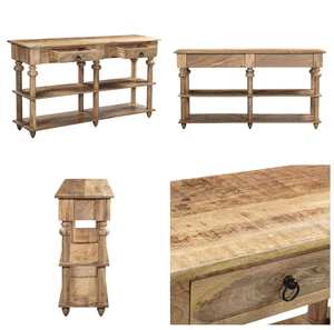 Console en bois massif de style vintage antique, étroite, pour salon, chambre, couloir et salle à manger, au design classique et traditionnel - Product Image 5