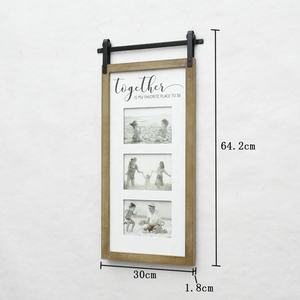 Fattoria rustica personalizzata <span class=keywords><strong>porta</strong></span> da fienile in legno marrone naturale 5x7 Collage <span class=keywords><strong>cornice</strong></span> per <span class=keywords><strong>foto</strong></span> montata a parete per camera da letto ingresso familiare - Product Image 3