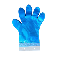 Gants jetables en PEHD perforés à déchirement facile, qualité alimentaire, avec trou de suspension, couleur personnalisée bleue, pour la cuisine et les tâches ménagères