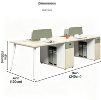 Bureau de direction moderne de 94 pouces de large avec tiroirs verrouillables, panneau d'intimité et structure en acier, idéal pour les immeubles de bureaux
