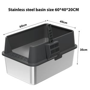 Tepsi koku giderici sıçrama geçirmez tasarım uçucu tuvalet malzemeleri kediler için ekstra büyük paslanmaz çelik kedi kumu - Product Image 6