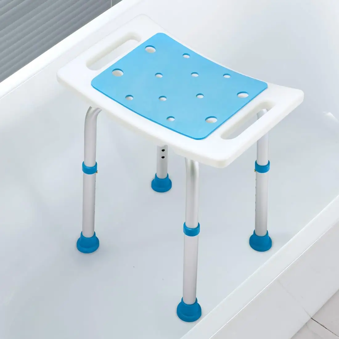 Shower Stool Bath Seat Chair  Tool-Free Assembly Height Adjustable Bath Bench with Padded Seat for Seniors  Disabled