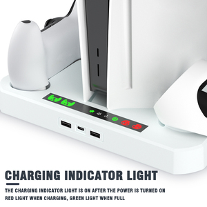 Support de refroidissement multifonctionnel pour Playstation <span class=keywords><strong>5</strong></span> PS5 et <span class=keywords><strong>PS</strong></span> <span class=keywords><strong>VR</strong></span> <span class=keywords><strong>2</strong></span> Station de charge de chargeur de contrôleur support de CD - Product Image 2