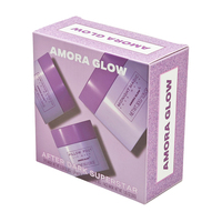 Coffret Cadeau Cosmétique Crème Visage et Crème Contour des Yeux de Luxe, Emballage Personnalisé Écologique Recyclable, Imprimé Texturé Pailleté Violet