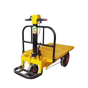Chariot à plateau jaune 200 kg, moteur haute efficacité, outil de manutention pour briques et marchandises sur les chantiers de construction, chariot motorisé - Product Image 1