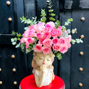 Pot de fleurs <span class=keywords><strong>original</strong></span> en polyrésine, buste de jeune fille aux yeux fermés, visage de femme rêveuse, pot de plante en résine artistique unique, <span class=keywords><strong>cadeau</strong></span> de pendaison de crémaillère - Product Image 6