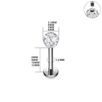 Boucles d'oreilles G23 en titane 16G, boule disco scintillante, zircon cubique, cristal recouvert d'époxy, pavé de cristaux, pour piercing tragus, hélix, lobe