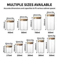 Frascos de Vidrio para Almacenamiento con Tapas de Bambú, Recipientes Herméticos de Borosilicato para Organización de Cocina, 150ml-1500ml