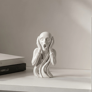 Ornement artistique créatif Scream, sculpture fluide abstraite moderne imprimée en 3D en PLA, décoration minimaliste pour la maison et le bureau - Product Image 2
