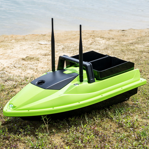 Bateau à appâts de pêche chinois V600 Vert RC, portée 500M, retour automatique, double silo 3kg, avec support <span class=keywords><strong>pour</strong></span> sondeur et fonction de déclenchement d'hameçon - Product Image 1