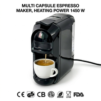 Machine à café expresso semi-automatique multi-capsules électrique en plastique, 1450W, pression de pompe 19 bars, fourniture directe usine