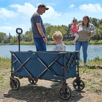 Chariot pliable à 4 roues avec poignée réglable, étanche, portable, 300L, pour le camping en plein air, les courses, avec frein, hayon et poche latérale