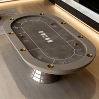 Table de poker Texas Hold'em haut de gamme en bois de chêne ou noyer avec coussin en cuir et coupelles en acier, directement de l'usine WANYAJU