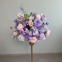 Boule de fleurs J-FB110 de 60 cm pour décoration de mariage, bleu marine et blanc, centre de table de mariage, grande boule de fleurs pour centre de table
