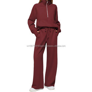 2026 New Style Women's Soccer Jersey Printed Breathable Quick Dry 100% Polyester Half-Zip Sweatshirt with Wide <b>Leg</b> Sports Pants - Product Image 6