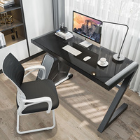 Bureau d'ordinateur en verre trempé simple, de haute qualité, ordinateur d'apprentissage à la maison au design de jambes en Z, bureau moderne pour la maison