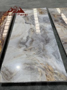 High-Gloss Marble Carbon Crystal 1220 PVC <strong>Plate</strong> Modern Waterproof Floral Pattern Background <strong>Wall</strong> <strong>for</strong> TV Panel Household Use - Product Image 2