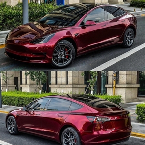 Película Cromática de Vinilo para Recubrimiento Exterior de Automóviles, Color Rojo Sangre de Dragón Metálico Líquido, TPU PPF de la Mejor Calidad - Product Image 5