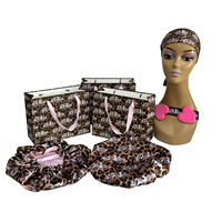Nouveau bonnet en satin soyeux double couche pour cheveux naturels et bouclés, avec sac d'emballage pour perruque de haute qualité et logo personnalisé