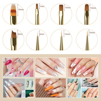 Hechunzi Double extrémité 6 10 12mm Nail Art stylo Gel Liner brosses plat 3D 4 pièces ensemble pour Salon de beauté des ongles