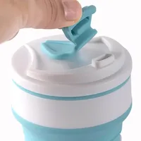 Gobelet pliable en silicone écologique et créatif de 350 ml/500 ml avec couvercle pour les voyages, les activités de plein air et les usages professionnels